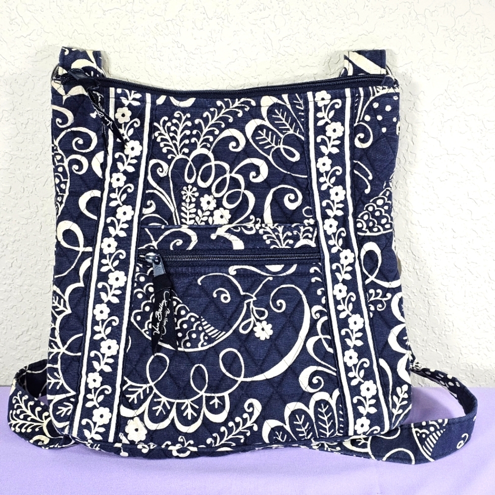 Vera Bradley Twirly Birds Navy Hipster Handbag